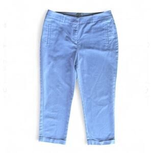 Womens So Slimming Chicos White Crop Cuffed Straight Leg Strech Pants 32” Waist